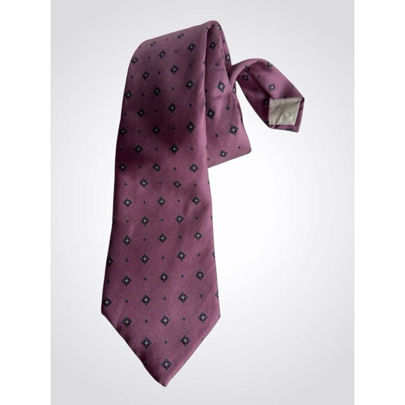 Christian Dior Purple Italian Silk Tie Geometric Mid Century Pattern Vintage - Picture 16 of 16